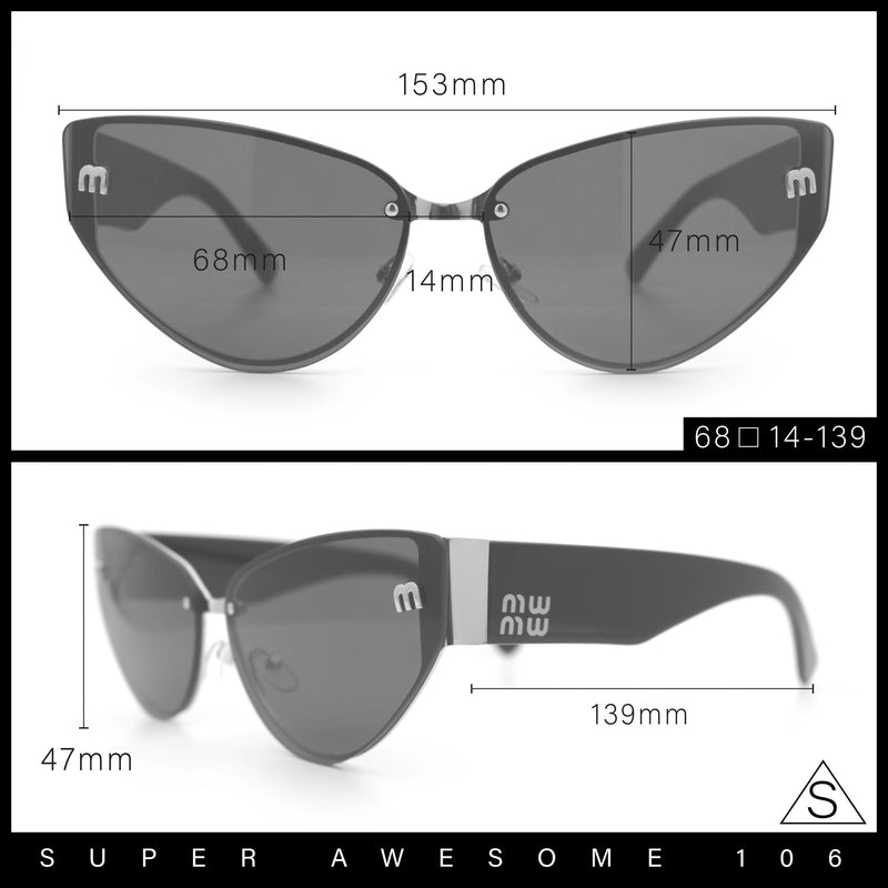 Womens Metal Frame Rimless Oversized Luxury Fashion Cat Eye Sunglasses