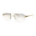 Luxury Gangster Rimless Jaguar Head Hinge Showy Sunglasses