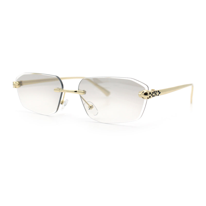Luxury Gangster Rimless Jaguar Head Hinge Showy Sunglasses