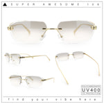 Luxury Gangster Rimless Jaguar Head Hinge Showy Sunglasses