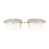 Luxury Gangster Rimless Jaguar Head Hinge Showy Sunglasses