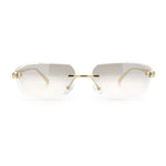 Luxury Gangster Rimless Jaguar Head Hinge Showy Sunglasses