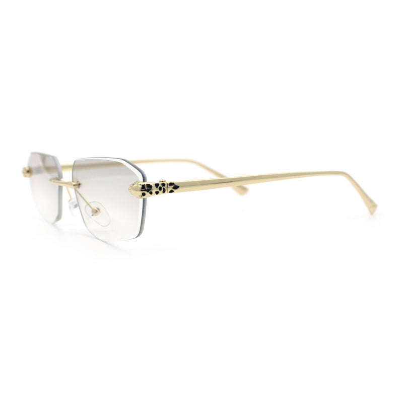Luxury Gangster Rimless Jaguar Head Hinge Showy Sunglasses