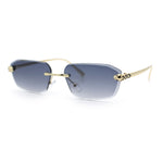 Luxury Gangster Rimless Jaguar Head Hinge Showy Sunglasses