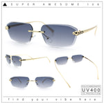 Luxury Gangster Rimless Jaguar Head Hinge Showy Sunglasses