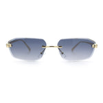 Luxury Gangster Rimless Jaguar Head Hinge Showy Sunglasses