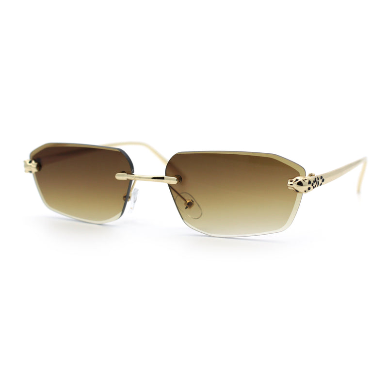 Luxury Gangster Rimless Jaguar Head Hinge Showy Sunglasses