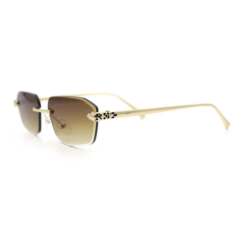 Luxury Gangster Rimless Jaguar Head Hinge Showy Sunglasses