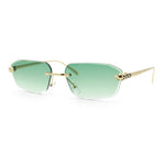 Luxury Gangster Rimless Jaguar Head Hinge Showy Sunglasses