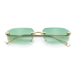 Luxury Gangster Rimless Jaguar Head Hinge Showy Sunglasses