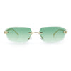 Luxury Gangster Rimless Jaguar Head Hinge Showy Sunglasses