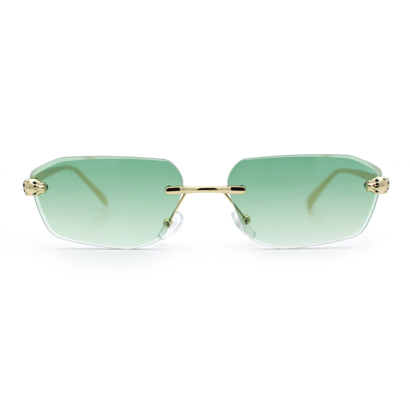Luxury Gangster Rimless Jaguar Head Hinge Showy Sunglasses