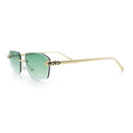 Luxury Gangster Rimless Jaguar Head Hinge Showy Sunglasses