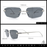 Luxury Gangster Rimless Jaguar Head Hinge Showy Sunglasses