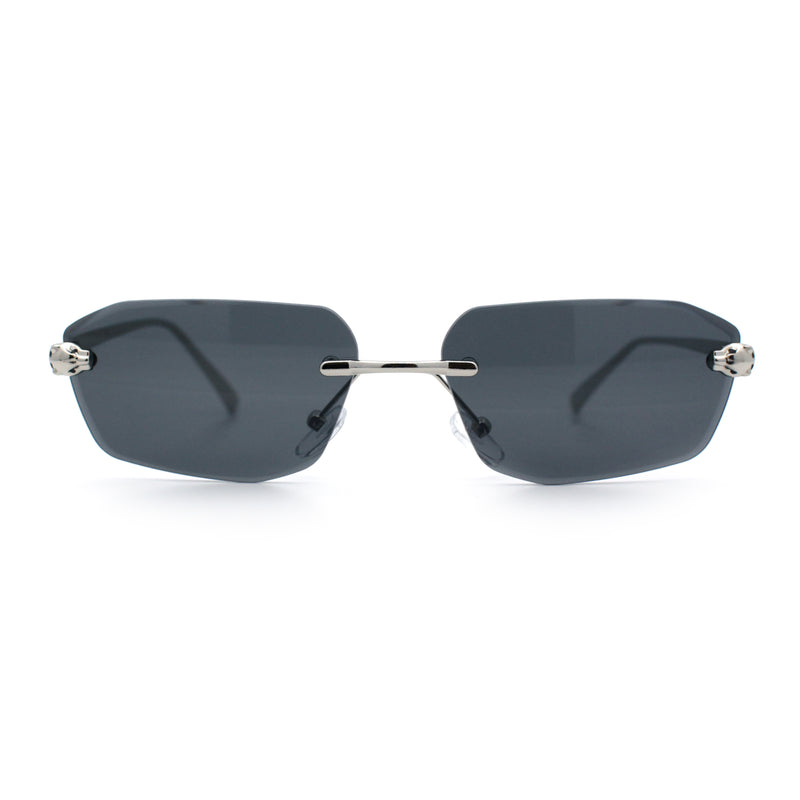 Luxury Gangster Rimless Jaguar Head Hinge Showy Sunglasses