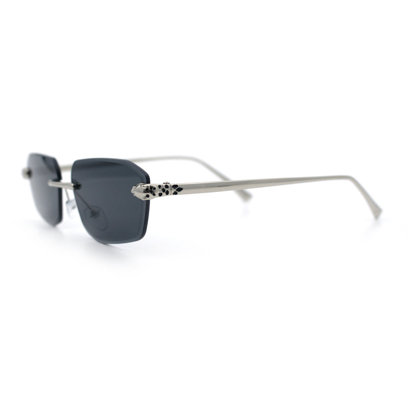 Luxury Gangster Rimless Jaguar Head Hinge Showy Sunglasses