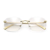 Luxury Gangster Bevel Rectangle Rimless Jaguar Hinge Showy Sunglasses