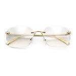 Luxury Gangster Bevel Rectangle Rimless Jaguar Hinge Showy Sunglasses