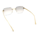 Luxury Gangster Bevel Rectangle Rimless Jaguar Hinge Showy Sunglasses