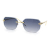 Luxury Gangster Bevel Rectangle Rimless Jaguar Hinge Showy Sunglasses