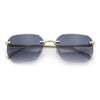 Luxury Gangster Bevel Rectangle Rimless Jaguar Hinge Showy Sunglasses