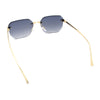 Luxury Gangster Bevel Rectangle Rimless Jaguar Hinge Showy Sunglasses