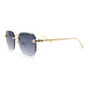 Luxury Gangster Bevel Rectangle Rimless Jaguar Hinge Showy Sunglasses