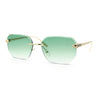 Luxury Gangster Bevel Rectangle Rimless Jaguar Hinge Showy Sunglasses