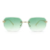 Luxury Gangster Bevel Rectangle Rimless Jaguar Hinge Showy Sunglasses