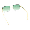 Luxury Gangster Bevel Rectangle Rimless Jaguar Hinge Showy Sunglasses