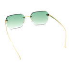 Luxury Gangster Bevel Rectangle Rimless Jaguar Hinge Showy Sunglasses