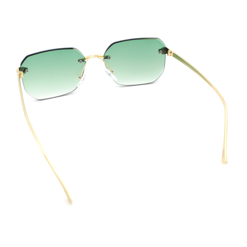 Luxury Gangster Bevel Rectangle Rimless Jaguar Hinge Showy Sunglasses