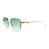 Luxury Gangster Bevel Rectangle Rimless Jaguar Hinge Showy Sunglasses
