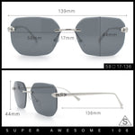 Luxury Gangster Bevel Rectangle Rimless Jaguar Hinge Showy Sunglasses