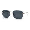 Luxury Gangster Bevel Rectangle Rimless Jaguar Hinge Showy Sunglasses