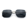 Luxury Gangster Bevel Rectangle Rimless Jaguar Hinge Showy Sunglasses