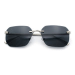 Luxury Gangster Bevel Rectangle Rimless Jaguar Hinge Showy Sunglasses