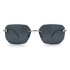 Luxury Gangster Bevel Rectangle Rimless Jaguar Hinge Showy Sunglasses