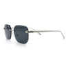 Luxury Gangster Bevel Rectangle Rimless Jaguar Hinge Showy Sunglasses