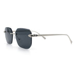 Luxury Gangster Bevel Rectangle Rimless Jaguar Hinge Showy Sunglasses