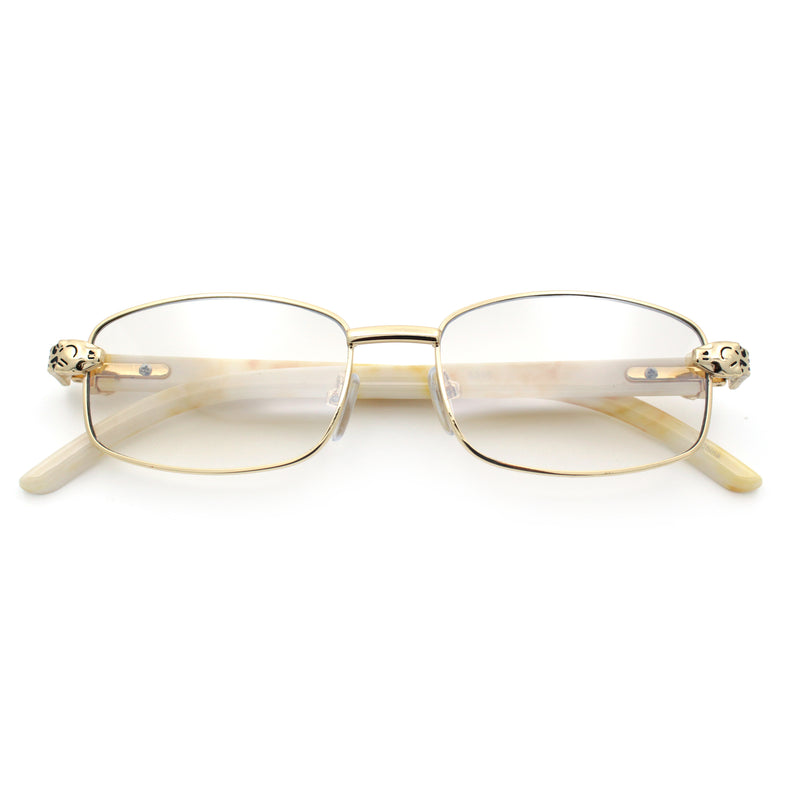Luxury 90s Gangster Narrow Rectangle Jaguar Head Hinge Sunglasses