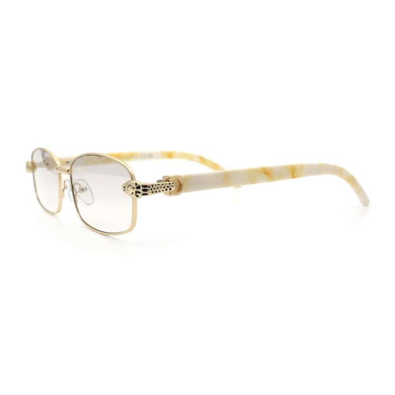 Luxury 90s Gangster Narrow Rectangle Jaguar Head Hinge Sunglasses