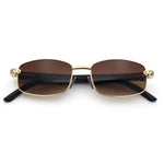 Luxury 90s Gangster Narrow Rectangle Jaguar Head Hinge Sunglasses