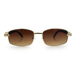Luxury 90s Gangster Narrow Rectangle Jaguar Head Hinge Sunglasses