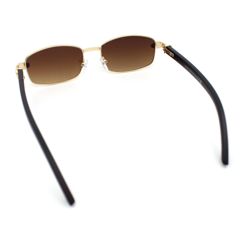 Luxury 90s Gangster Narrow Rectangle Jaguar Head Hinge Sunglasses