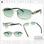 Luxury 90s Gangster Narrow Rectangle Jaguar Head Hinge Sunglasses