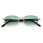 Luxury 90s Gangster Narrow Rectangle Jaguar Head Hinge Sunglasses