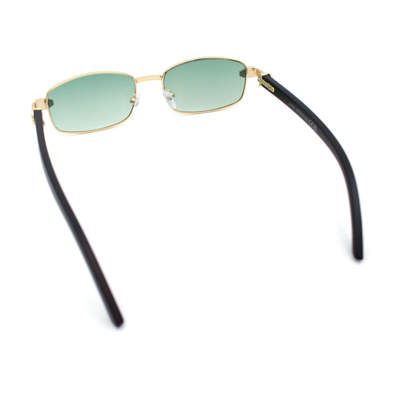 Luxury 90s Gangster Narrow Rectangle Jaguar Head Hinge Sunglasses