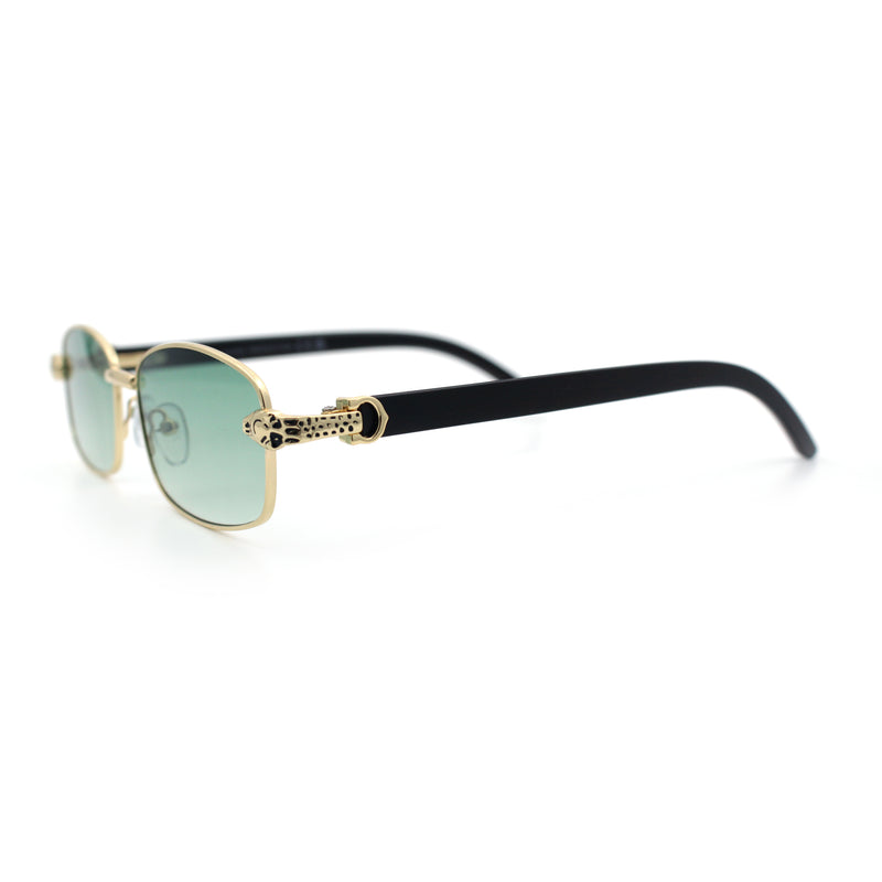 Luxury 90s Gangster Narrow Rectangle Jaguar Head Hinge Sunglasses