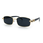 Luxury 90s Gangster Narrow Rectangle Jaguar Head Hinge Sunglasses